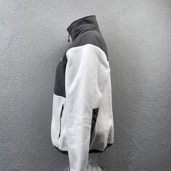The North Face Denali Fleece Jacket White Gray Nylon Shell Panelled Medium - Picture 3 of 15